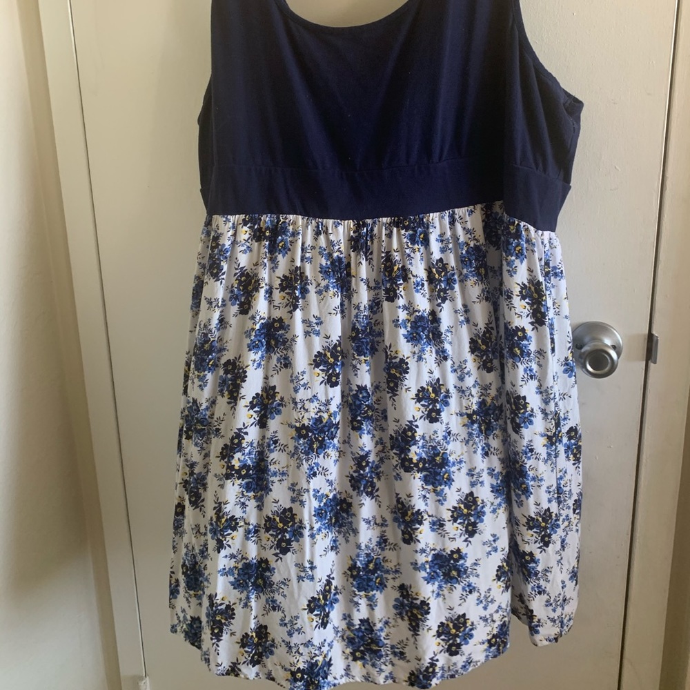 Blue and white floral dress